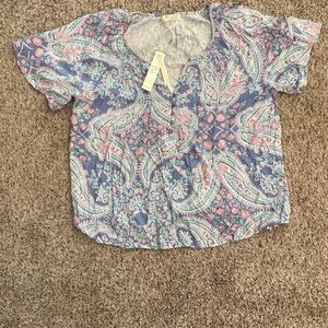 Paisley Print Short Sleeve Blouse